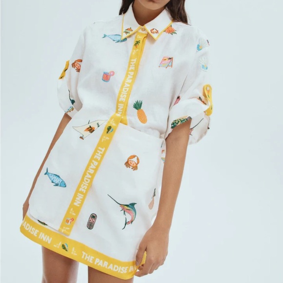 ALEMAIS BLUE MARLIN EMBROIDERED SHIRT & SKIRT - Picture 2 of 8